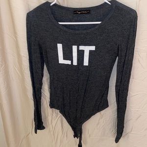 Grey long sleeve bodysuit LIT